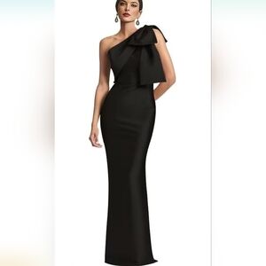 Black One Shoulder Sheath Cocktail Dress